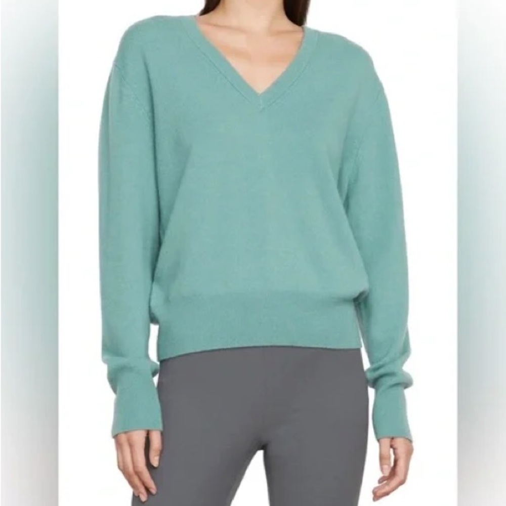 Vince Sea Green V-Neck Sweater